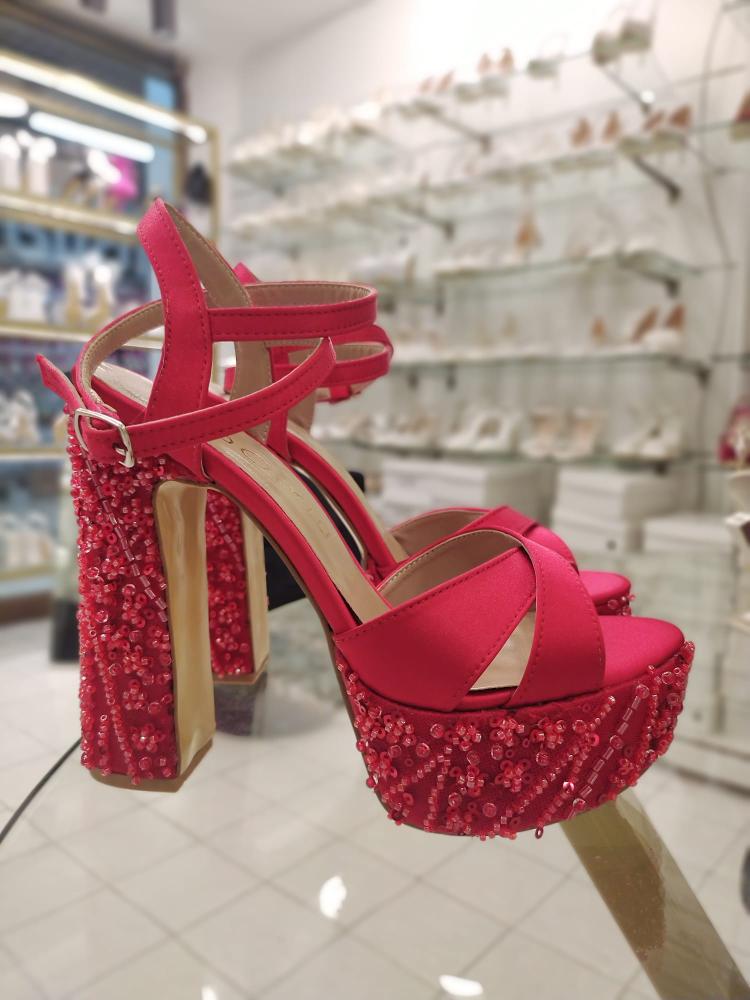 383-1003 HENNA KIRMIZI SATEN PLATFORM